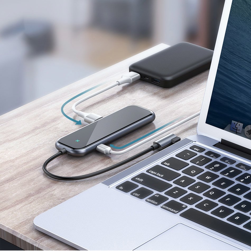 Baseus Multi-functional HUB (Type-C to 4xUSB3.0+PD) Deep gray